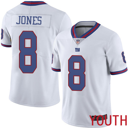Youth New York Giants #8 Daniel Jones Limited White Rush Vapor Untouchable Football NFL Jersey